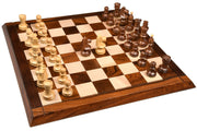 Romanian-Hungarian National Tournament Pieces in Sheesham/Boxwood - 3.8" King with Chess Board