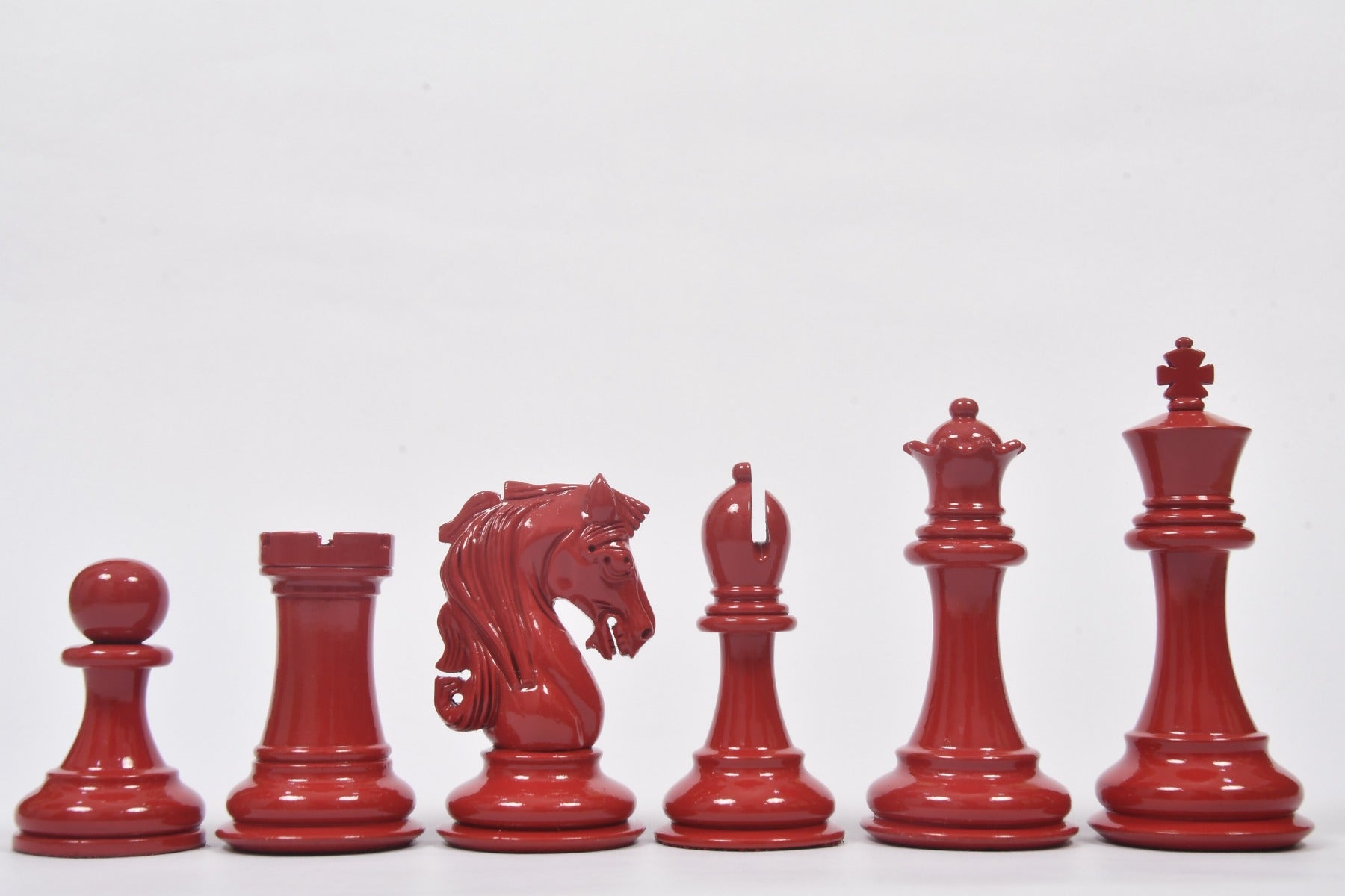 Chess Pieces in Black & Red Painted Wood (4.1" King) - Slightly Imperfect Series | Chessbazaar