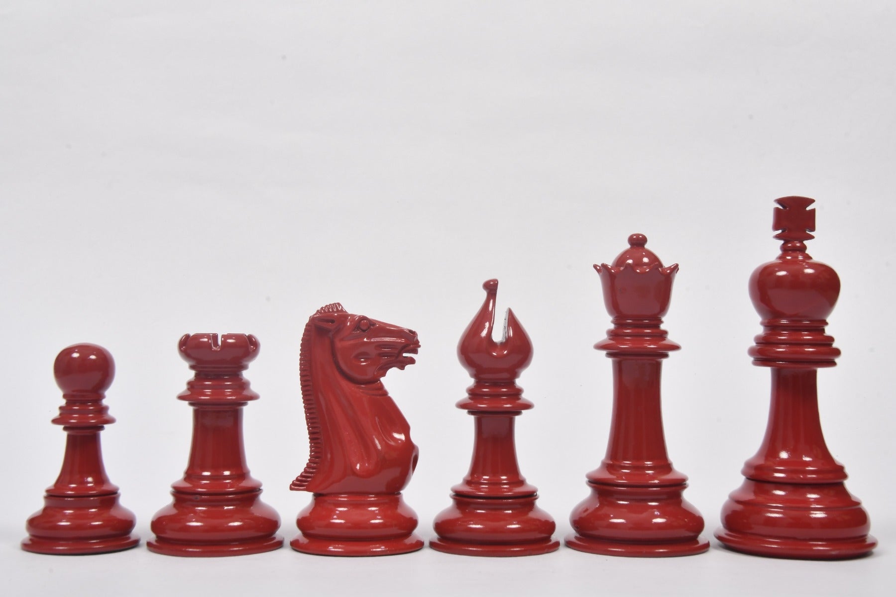 Chess Pieces in Black & Red Painted Wood (4.3" King) - Slightly Imperfect Series | Chessbazaar