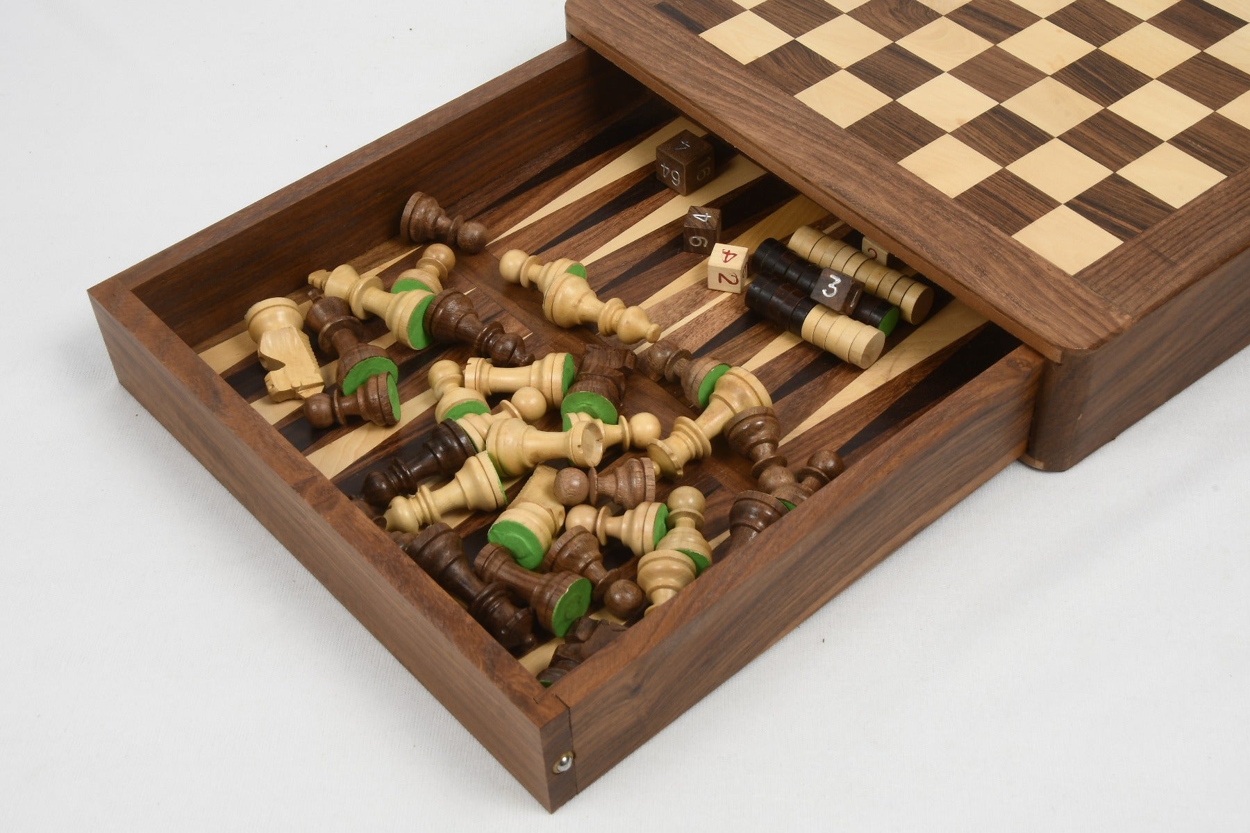 Travel Magnetic Chess Set Sheesham & Boxwood Board Dice - Slightly Imperfect | CHESSBAZAAR