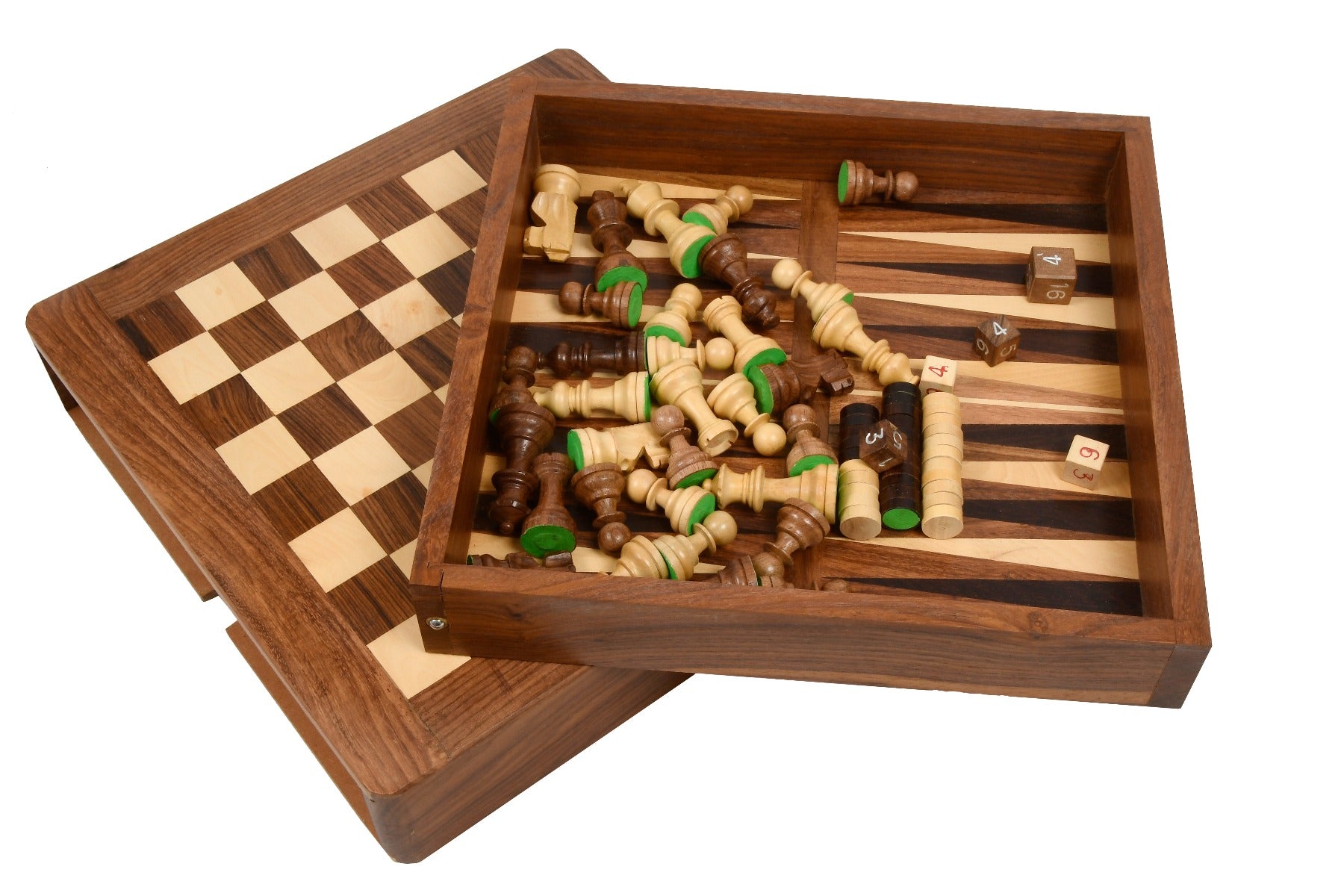 Travel Magnetic Chess Set Sheesham & Boxwood Board Dice - Slightly Imperfect | CHESSBAZAAR