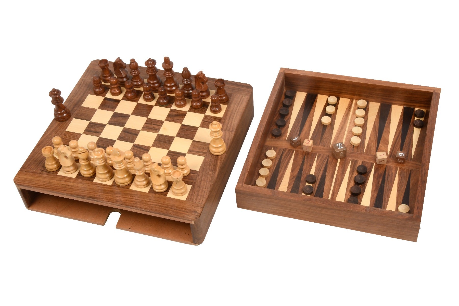 Travel Magnetic Chess Set Sheesham & Boxwood Dice Stones - Slightly Imperfect | CHESSBAZAAR