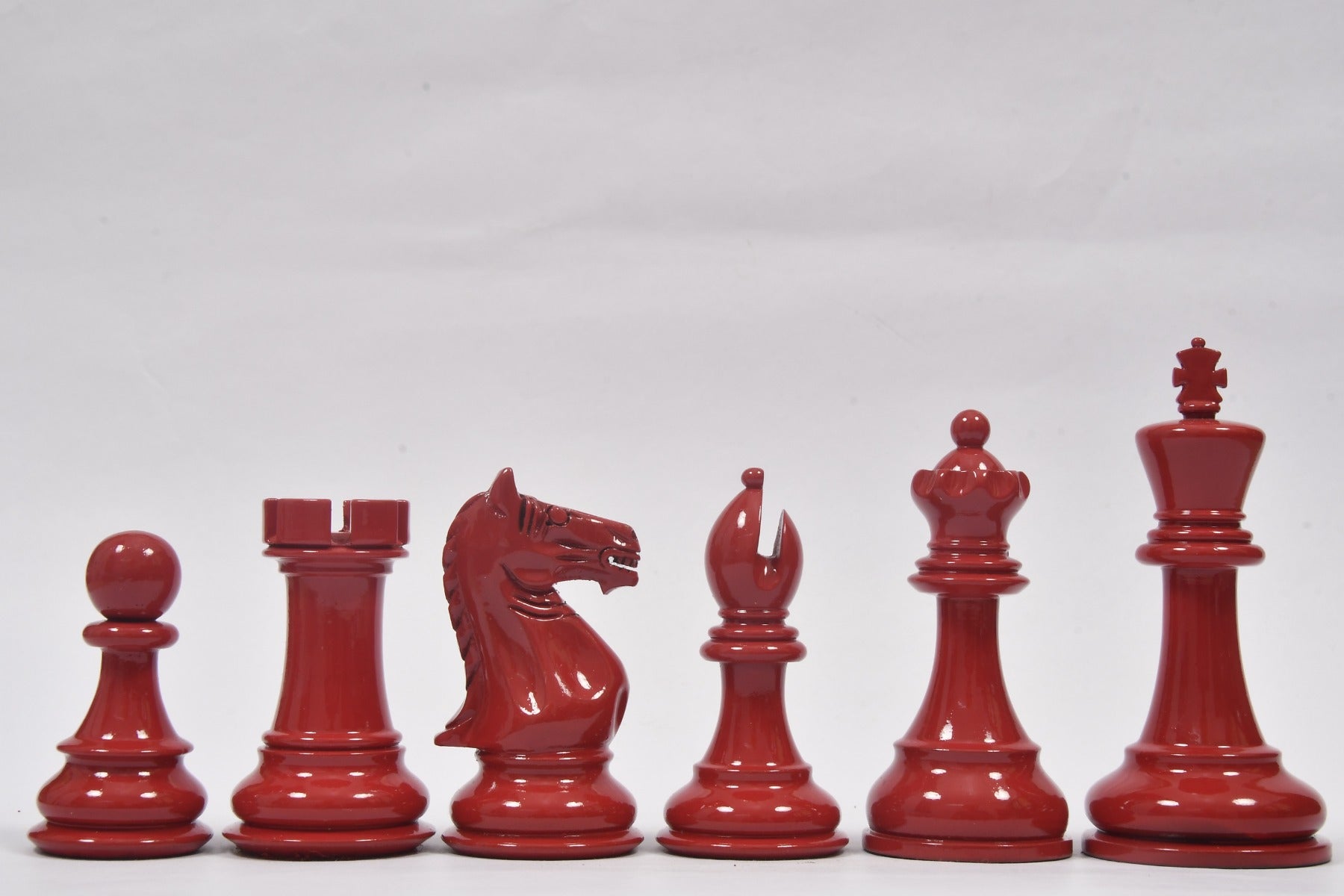 Chess Pieces Red & Black Painted Wood 3.7" - Slightly Imperfect Series | CHESSBAZAAR