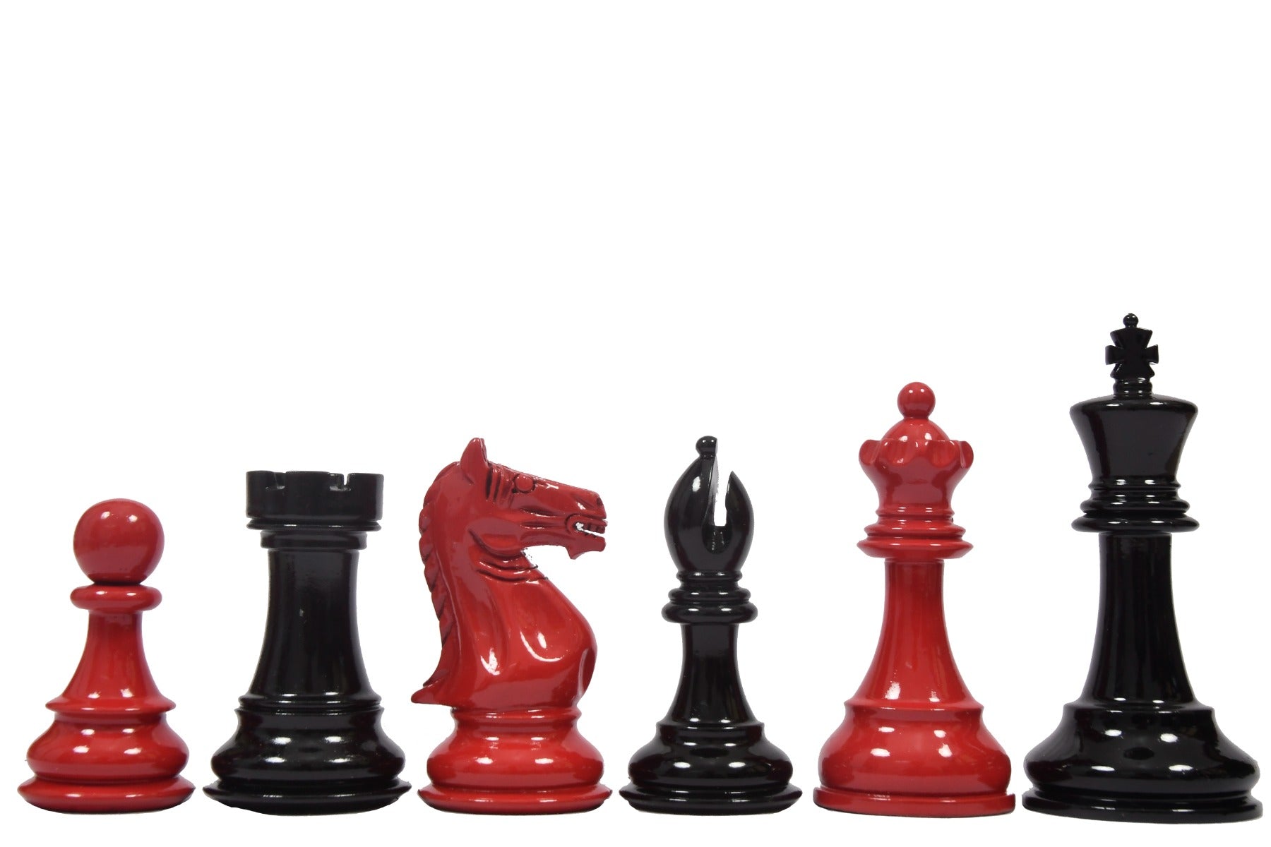 Chess Pieces Red & Black Painted Wood 3.7" - Slightly Imperfect Series | CHESSBAZAAR
