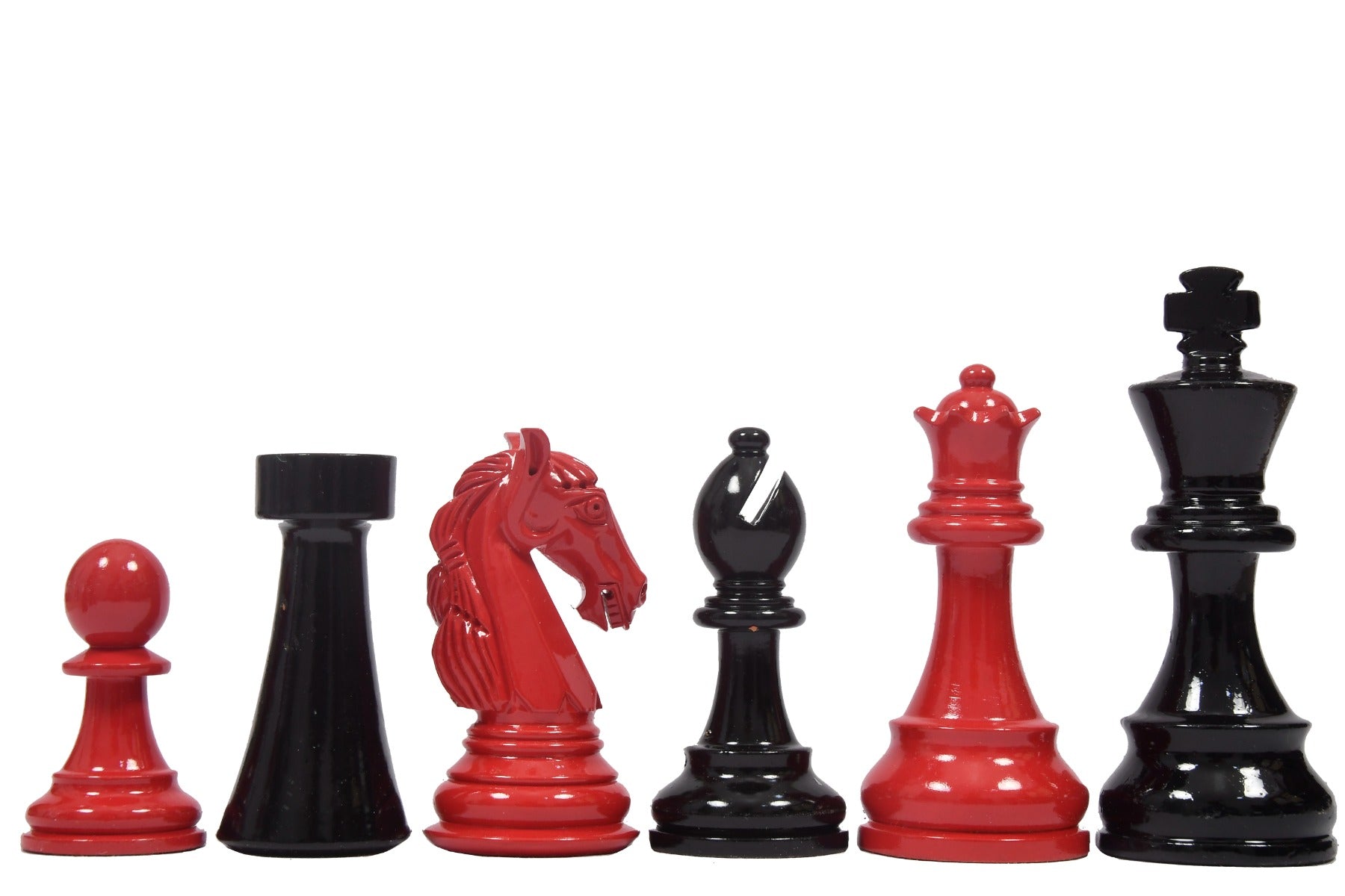 Chess Pieces Red & Black Painted Wood 3.7" King - Slightly Imperfect | CHESSBAZAAR