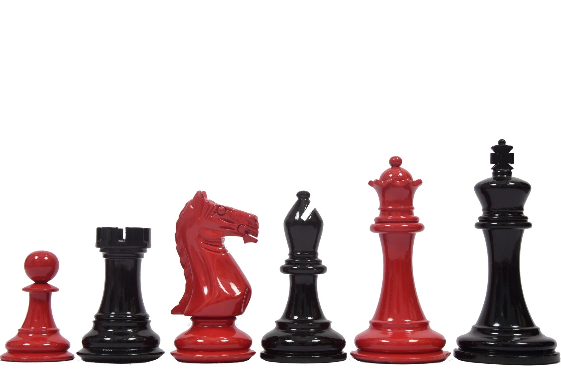 Chess Pieces Red & Black Painted Wood 3.8" King - Slightly Imperfect | CHESSBAZAAR