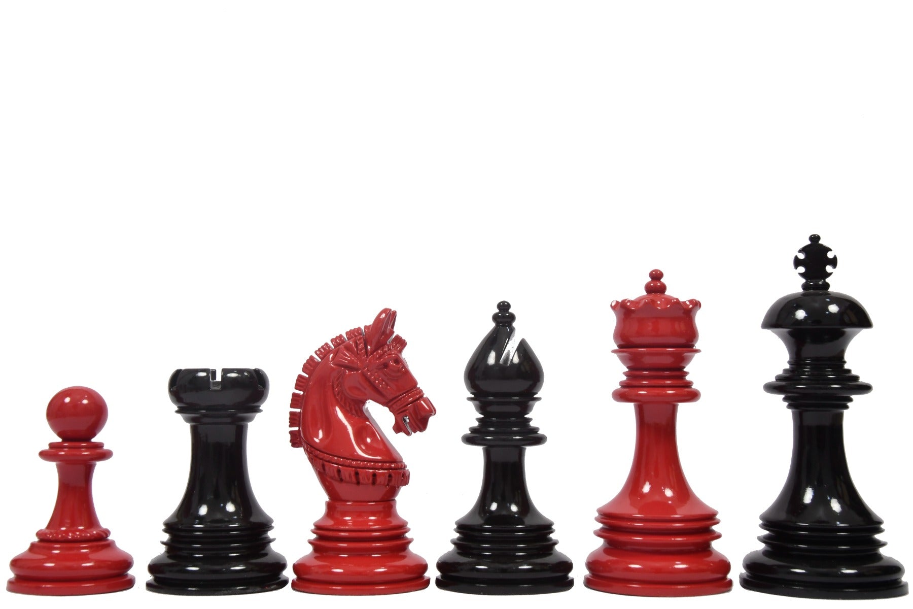 Chess Pieces Red & Black Painted Wood 4.1" King - Slightly Imperfect | CHESSBAZAAR