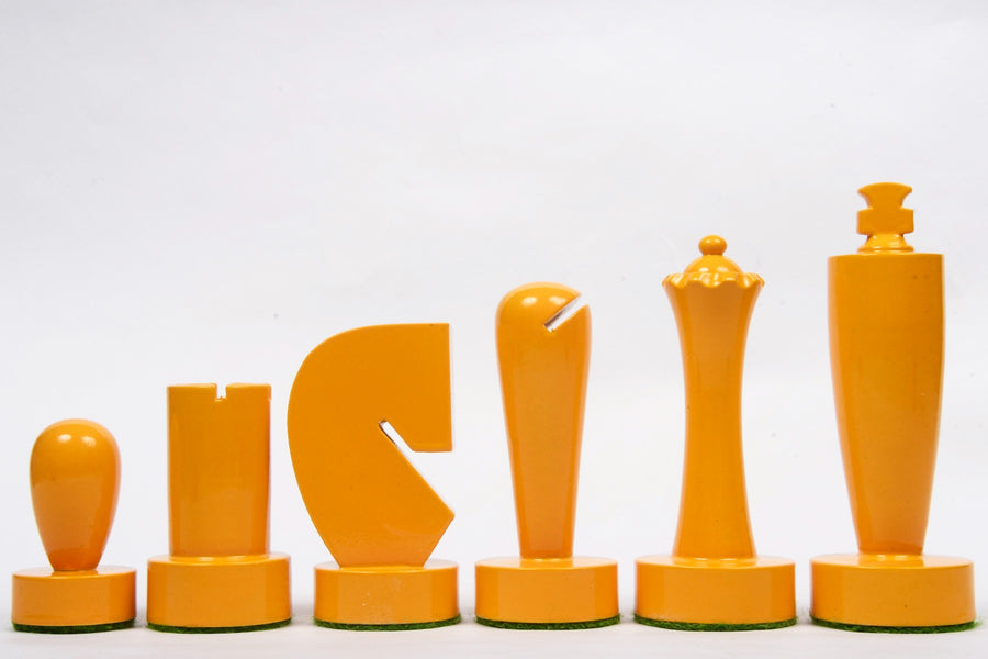 Berliner Minimalist Chess Pieces in Blue & Yellow Painted Wood 3.7"- King
