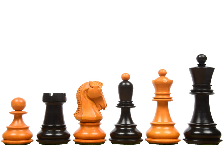 1950 Dubrovnik Bobby Fischer Chess Pieces Ebonized Antiqued Boxwood 3.7" - King