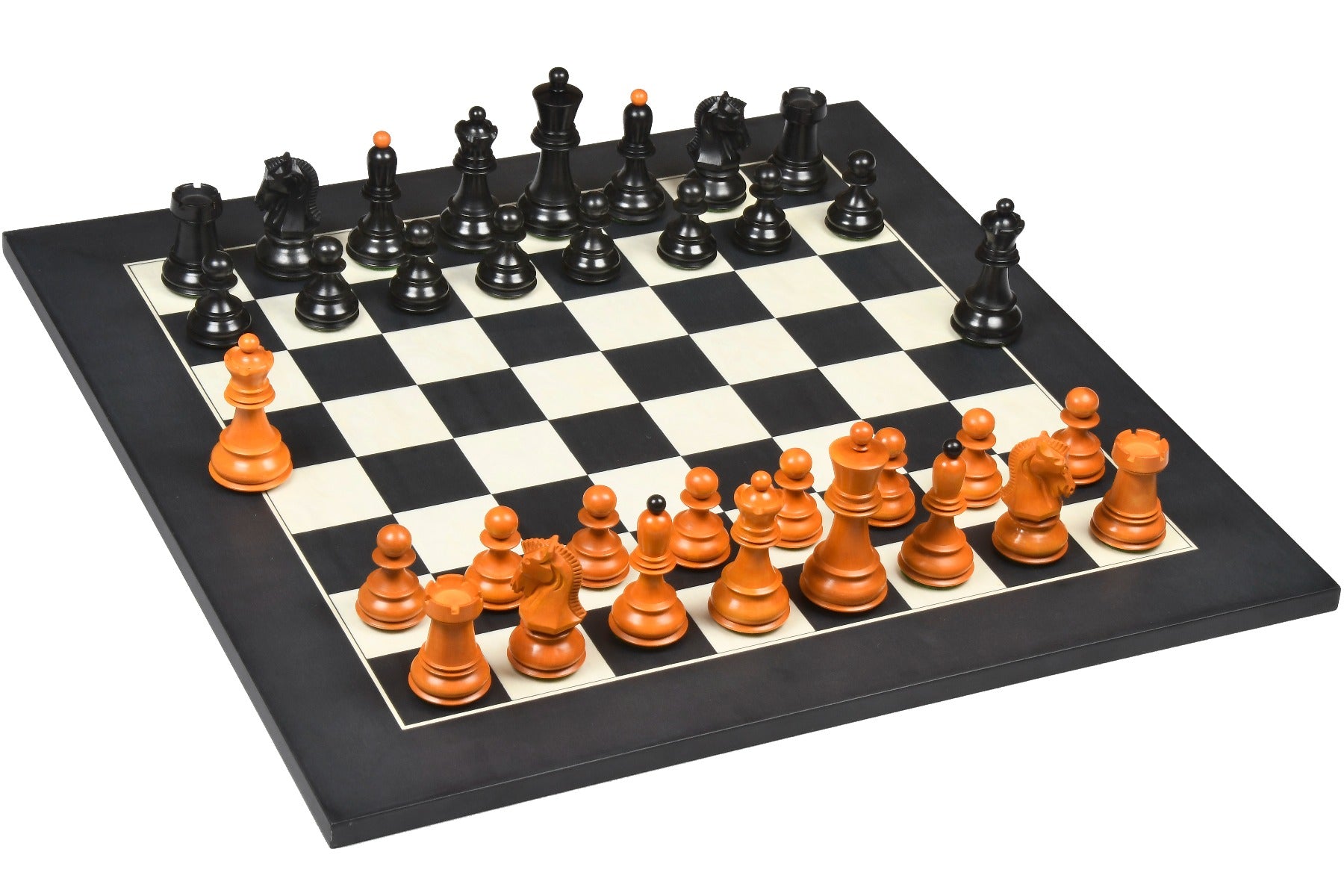 1950 Dubrovnik Bobby Fischer Chess Pieces Ebonized Antiqued Boxwood 3.7" | CHESSBAZAAR