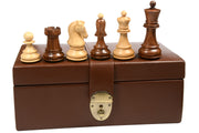 1950 Repro Dubrovnik Bobby Fischer Chessmen V3.0 in Sheesham / Boxwood - 3.7" King with Box