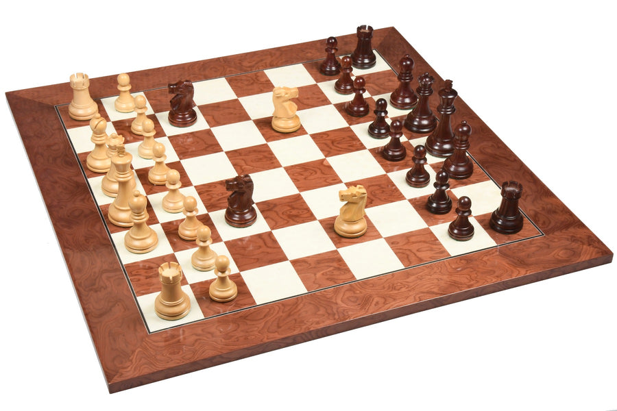 1972 Repro Fischer-Spassky Chess Pieces V2.0 in Bud Rosewood & Boxwood - 3.75" King with Board