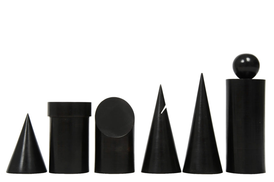 Geometric Minimalist Chess Pieces Ebonized & Natural Boxwood 3.4"- King