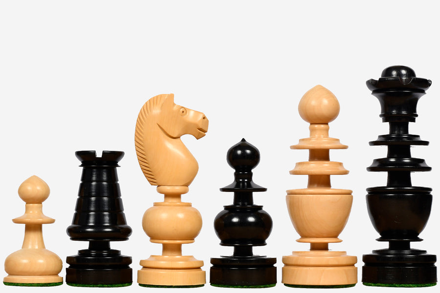 Antique Regency Chess Pieces in Genuine Ebony & Boxwood 4.3" King
