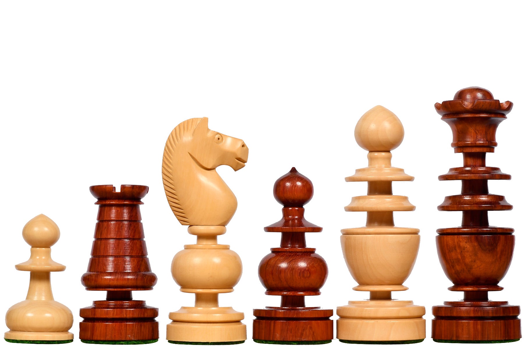 Antique French Regency Chess Pieces in Bud Rosewood & Boxwood - 4.2"- King