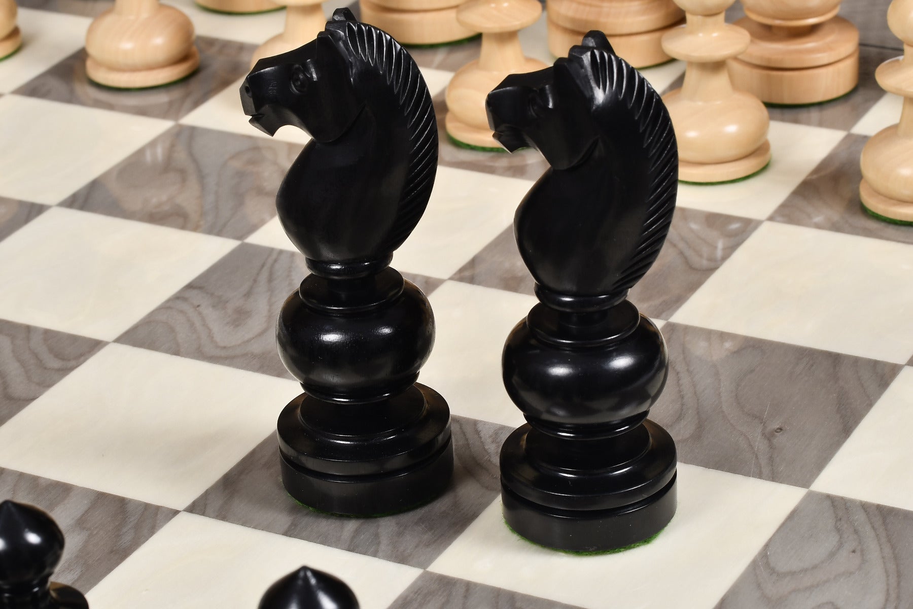 Reproduced Antique Series Regency Chess Pieces in Ebony and Box Wood - 4.3" King