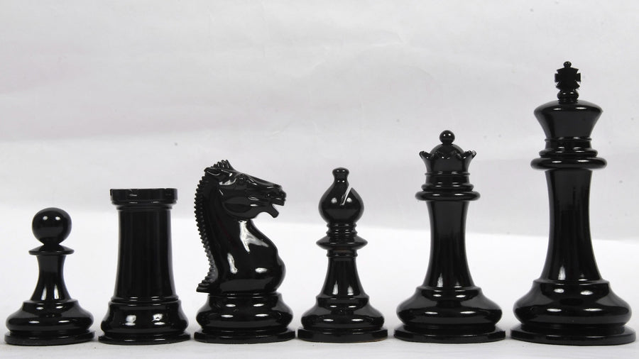 Staunton Chess Pieces in Black & White Painted Wood (4.5" King)