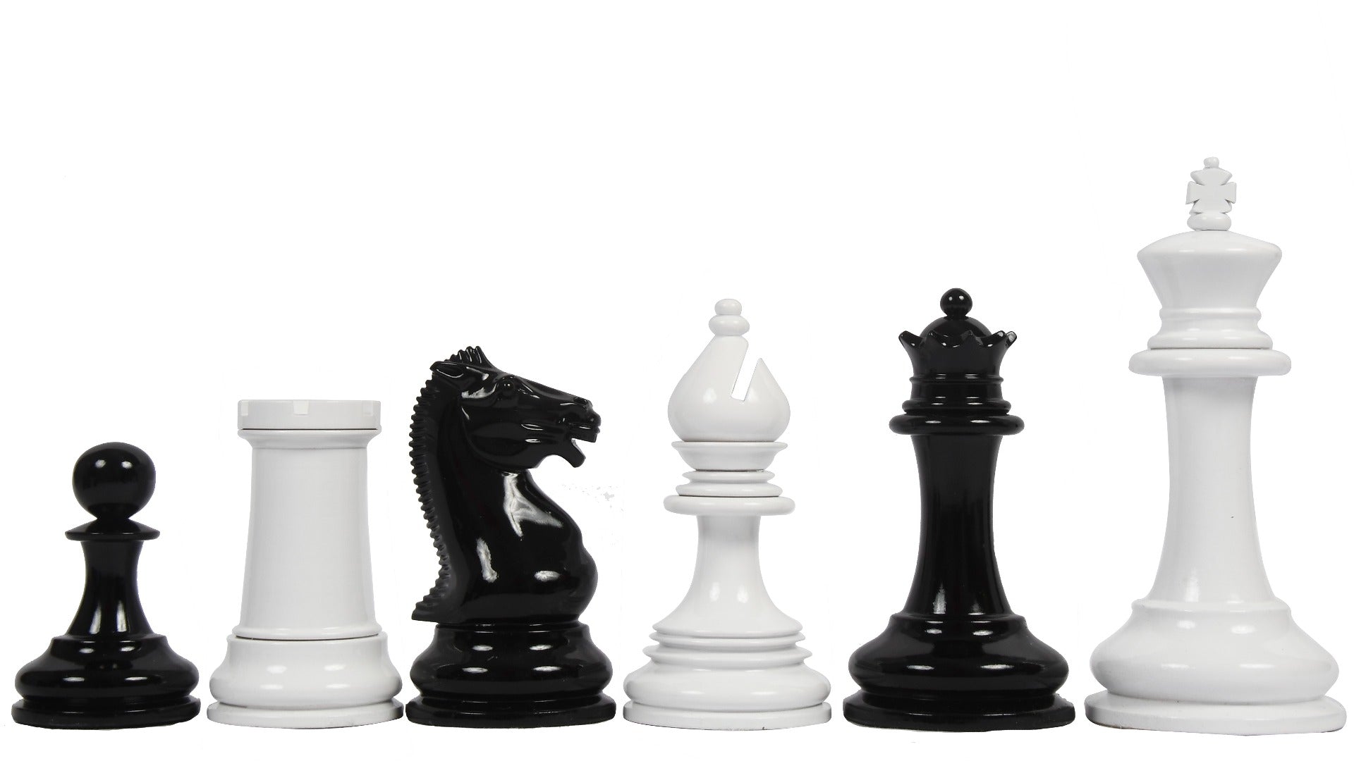 Staunton Chess Pieces in Black & White Painted Wood (4.5" King)