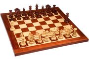 Combo of St. Petersburg Luxury Artisan Series Chess Set & Wooden Board in Bud Rose / Box Wood - 4.2" King with Storage Box