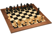 St. Petersburg Luxury Artisan Series Chess Pieces in Ebony / Box Wood - 4.2" King with Storage Box and Chess Board 24" - 60 mm