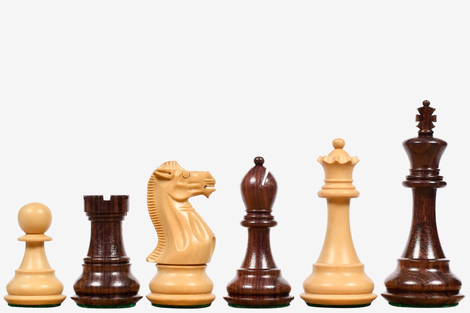 Desert Gold Staunton Chess Pieces in Rosewood & Boxwood 4.0" King