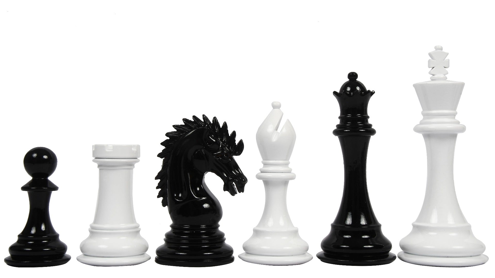 Chess Pieces Black & White Painted Wood 4.4" - Slightly Imperfect Series | CHESSBAZAAR