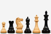 Desert Gold Staunton Series Wooden Chess Pieces in Ebonized Boxwood & Natural Boxwood - 4.0" King By Chessbazaar