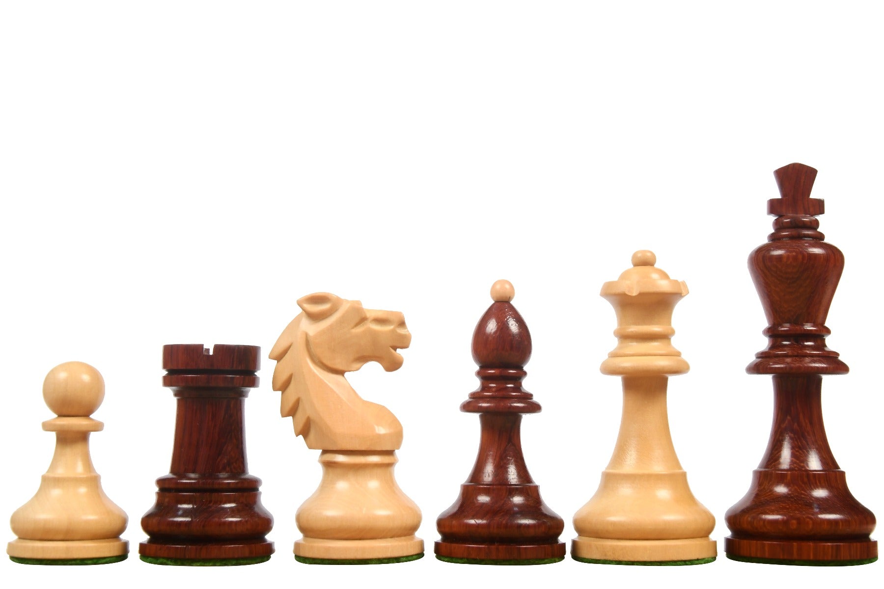 Repro 1950's Circa Bohemia Series Chess Pieces in Bud Rosewood & Boxwood with Board & Box- 3.89" King