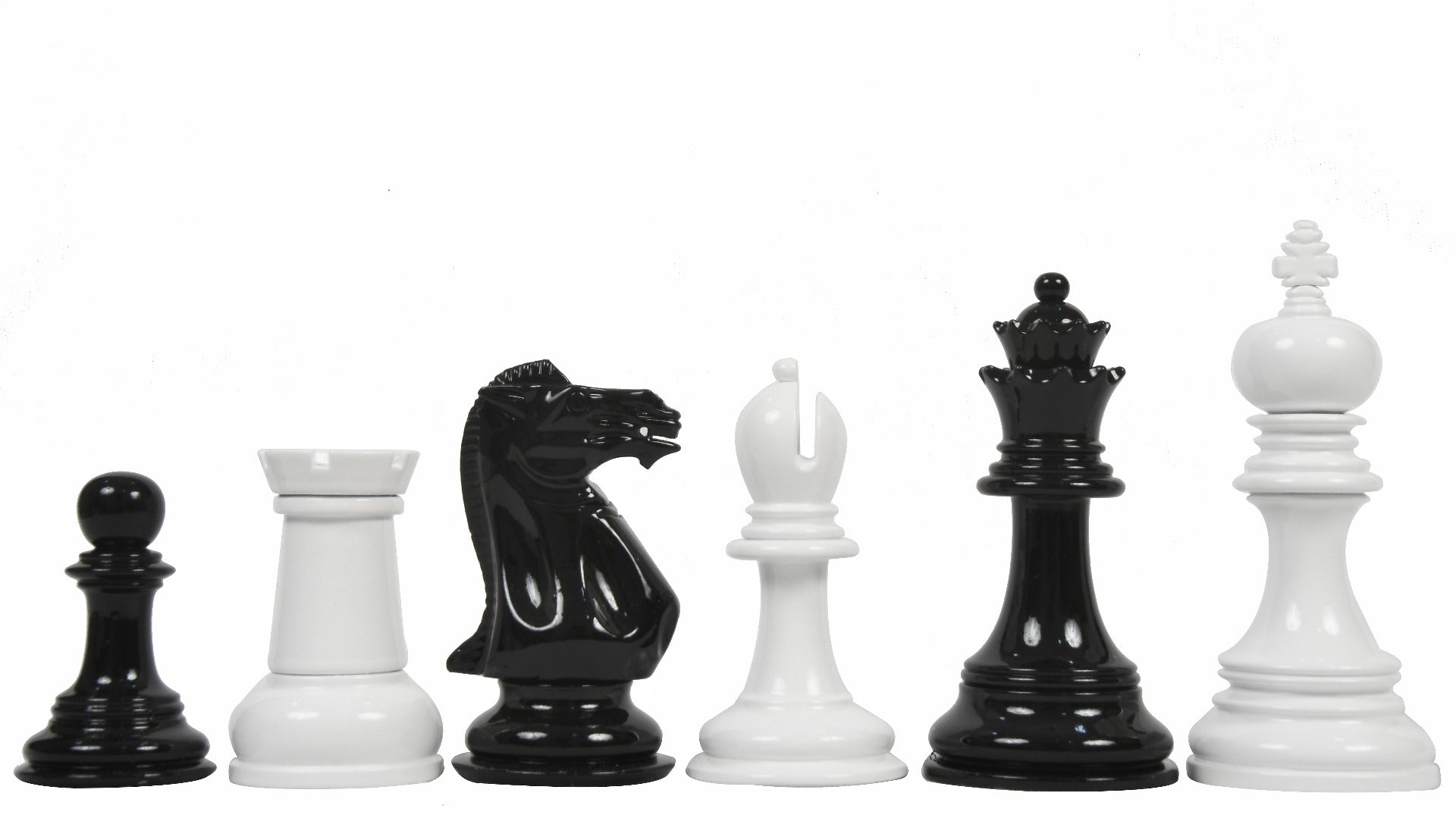 Staunton Chess Pieces Black & White Painted Wood 4.4" - Slightly Imperfect