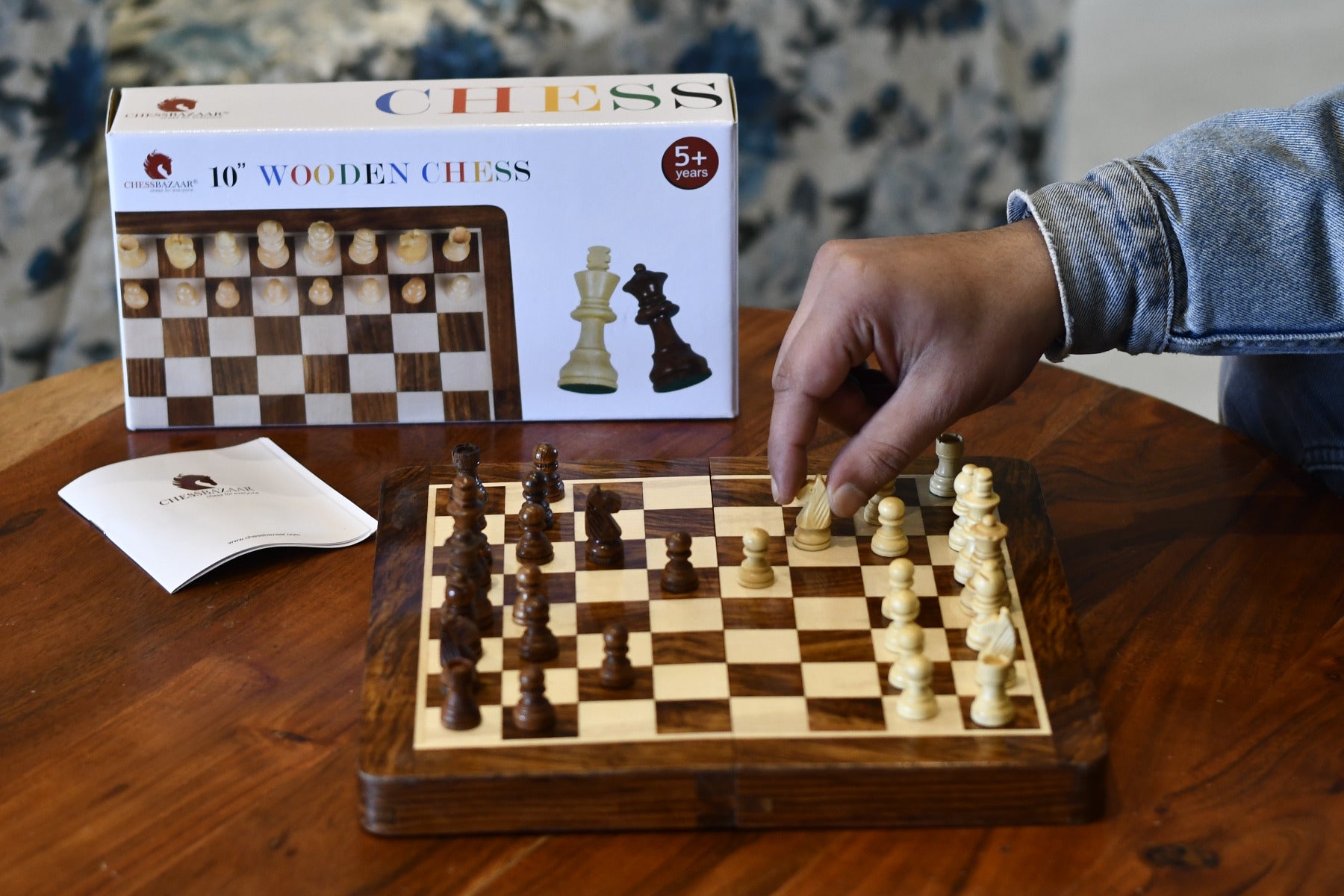 Grand jeu d'échecs 10'' Sheesham & Boxwood mini fentes de Grand jeu d'échecs 10'' Sheesham & Boxwood mini fentes de
