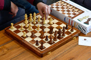 Travel Series Folding Non-Magnetic Lacquer Chess Set in Sheesham & Maple Wood - 16"