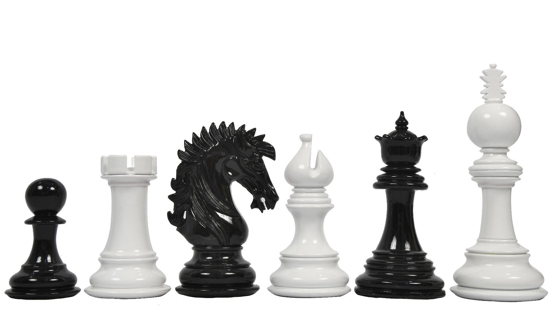 Chess Pieces in Black & White Painted Wood (4.5" King) - Slightly Imperfect Series