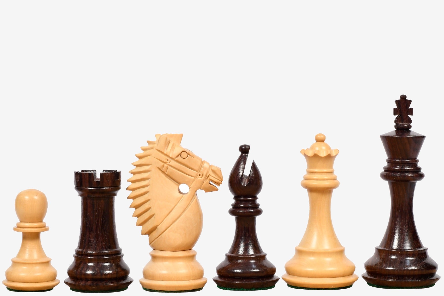 The Bridle Knight Series Wooden Chess Pieces in Indian Rosewood & Box Wood - 4.1" King By Chessbazaar