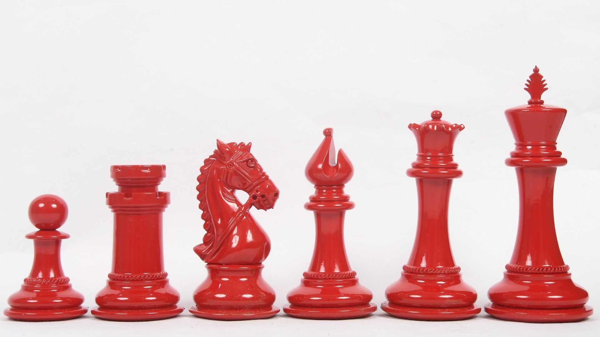 Chess Pieces in Black & Red Painted Wood (4.4" King) - Slightly Imperfect Series | Chessbazaar
