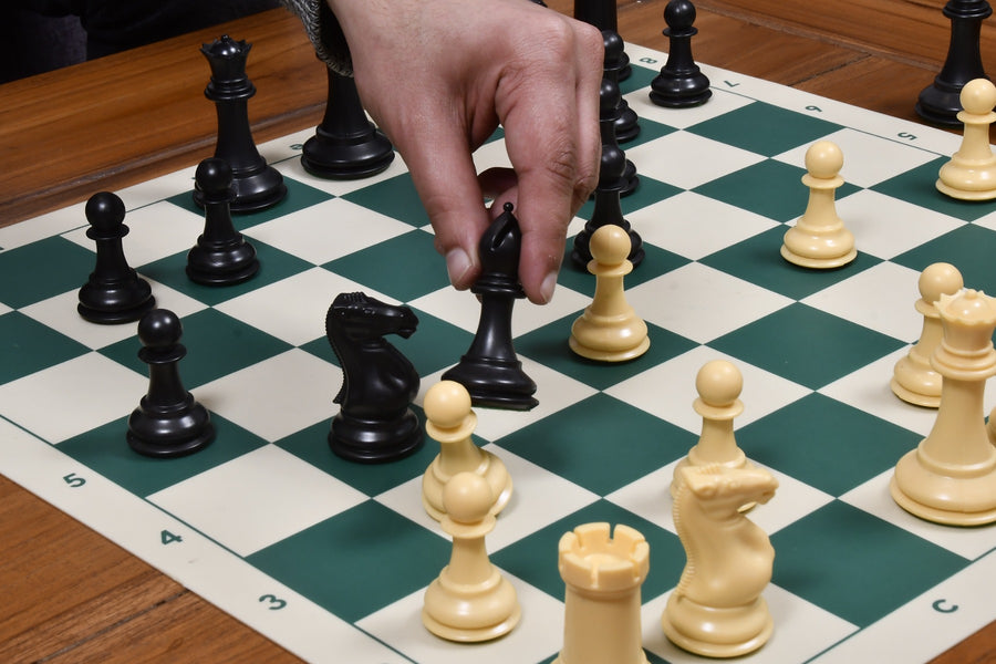 Pro Staunton Chess Pieces in Black & White Solid Plastic (3.75" King)