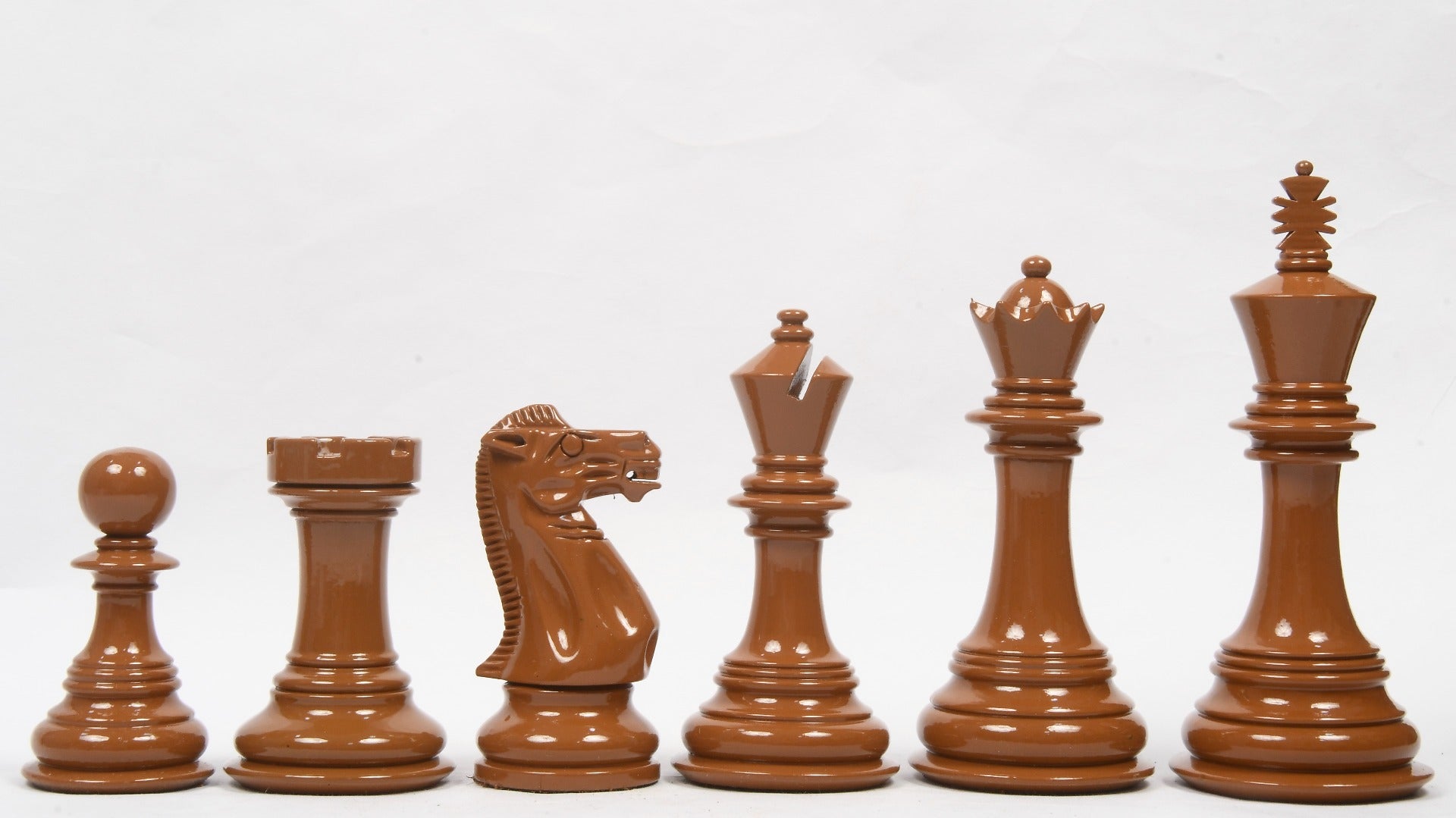 Chess Pieces White & Brown Painted Wood 4.4" - Slightly Imperfect