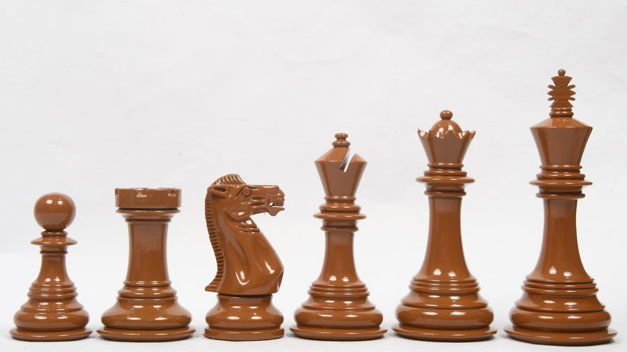 Chess Pieces White & Brown Painted Wood 4.4" - Slightly Imperfect