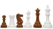 Chess Pieces White & Brown Painted Wood 4.4" - Slightly Imperfect