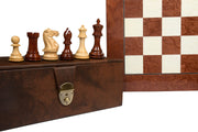 Combo of The Honour of Staunton (HOS) Series Weighted Chess Pieces in Bud Rose Wood & Box Wood - 4.0" King with Chess Board and Storage Box