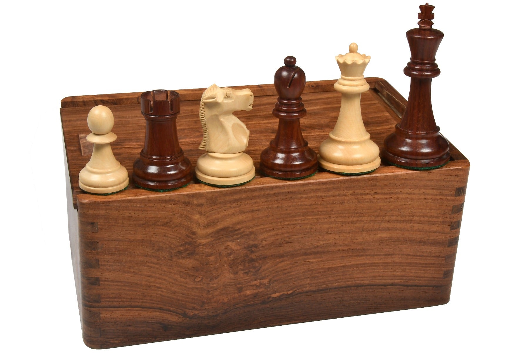 1972 Repro Fischer-Spassky Pattern Chess Pieces V2.0 in Bud Rosewood / Boxwood - 3.75" King with Box