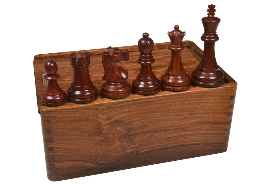 1972 Repro Fischer-Spassky Pattern Chess Pieces V2.0 in Bud Rosewood / Boxwood - 3.75" King with Box