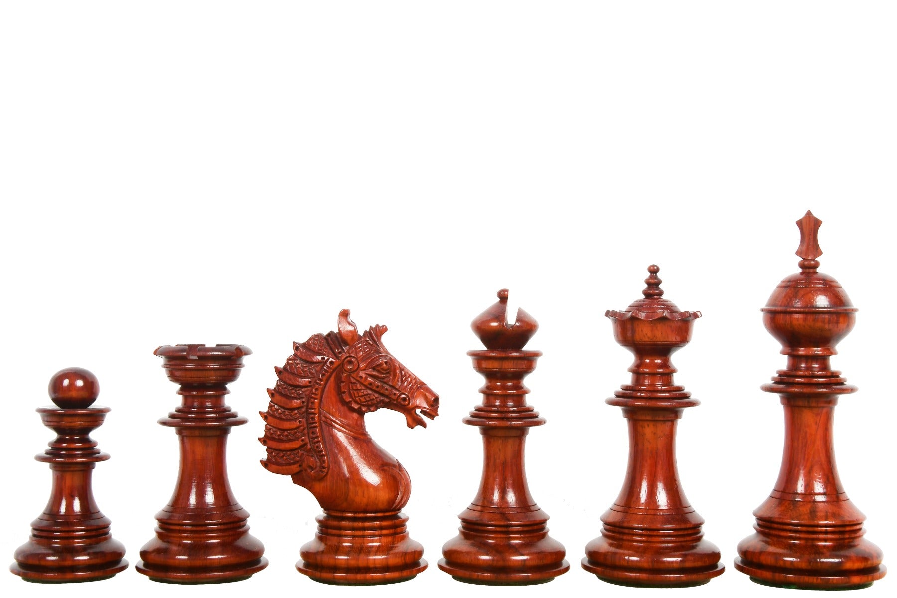 The Sikh Empire Series Triple Weighted Wooden Handmade Chess Pieces in Bud Rosewood and Indian Boxwood - 4.5" King