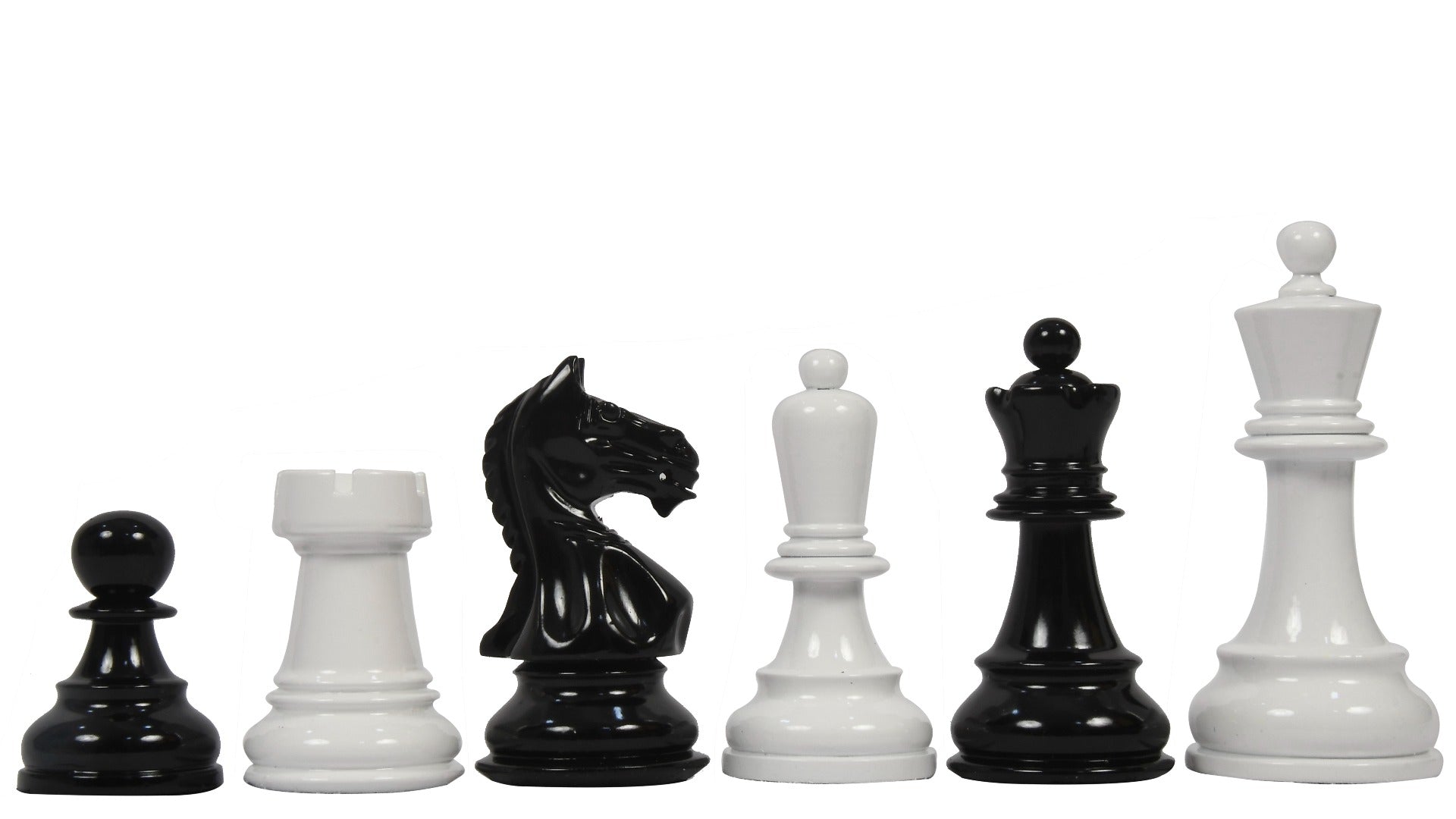 Chess Pieces Black & White Painted Wood 3.6" - Slightly Imperfect
