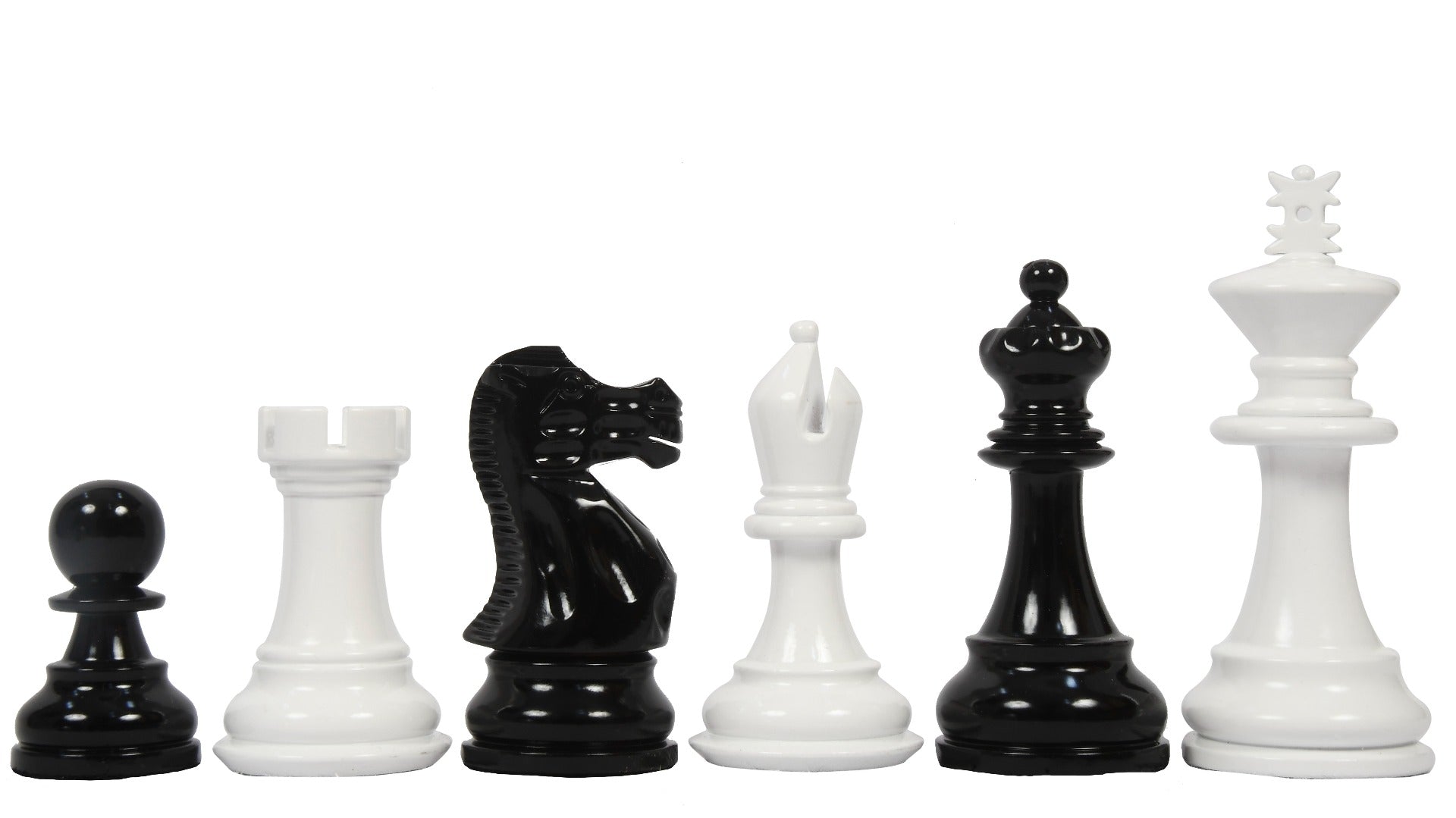 Chess Pieces Black & White Painted Wood 3.9" - Slightly Imperfect