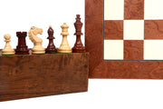 Repro 1950's Circa Bohemia Series Chess Pieces in Bud Rosewood & Boxwood with Board & Box- 3.89" King