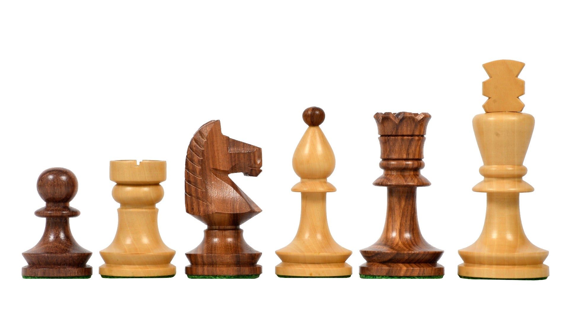 Romanian-Hungarian National Tournament Pieces in Sheesham/Boxwood - 3.8" King with Chess Board