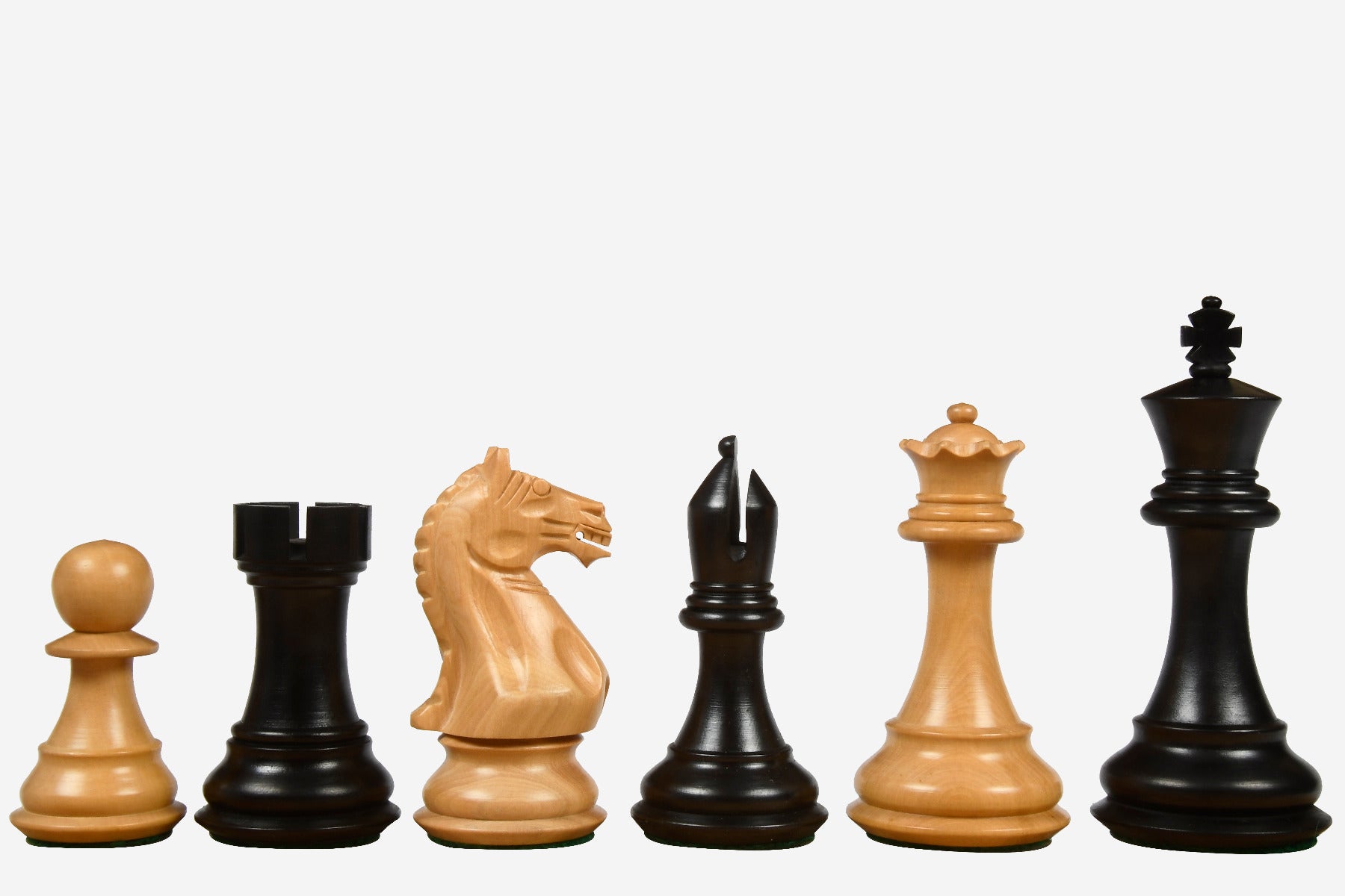 The Fierce Knight Staunton Wooden Chess Pieces in Ebonized Wood & Boxwood - 4.0" King