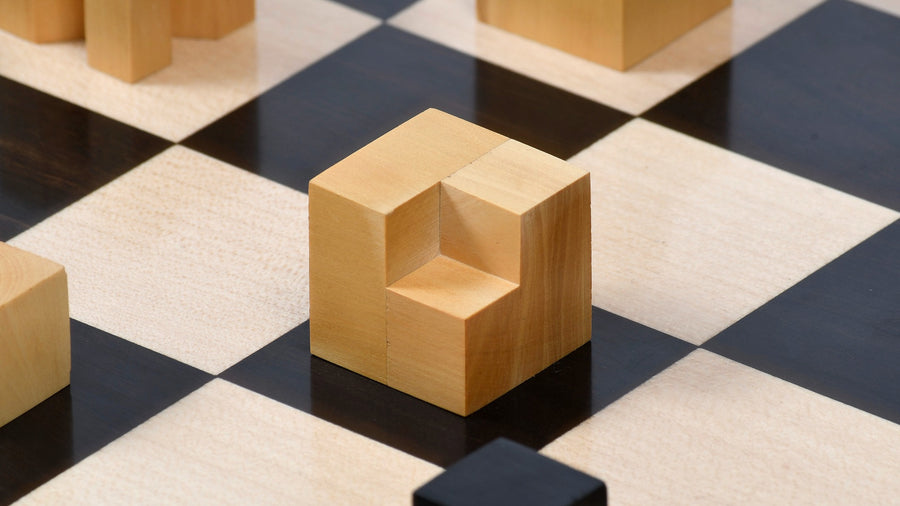 Repro 1924 Bauhaus Geometrical Chess Pieces Ebonized Boxwood 1.9"- King