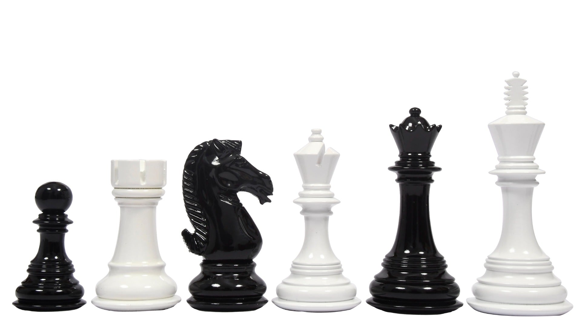 Chess Pieces in White & Black Painted Boxwood (4.4" King) - Slightly Imperfect | Chessbazaar