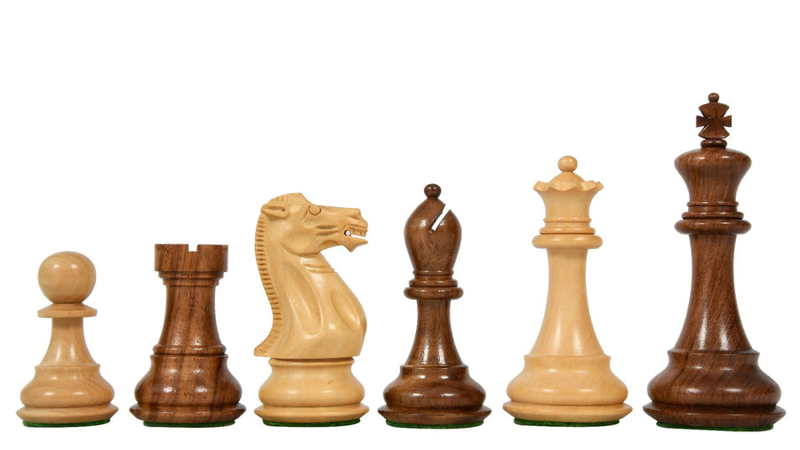 Desert Gold Series Chess Pieces in Sheesham / Boxwood - 4.0" King with Box